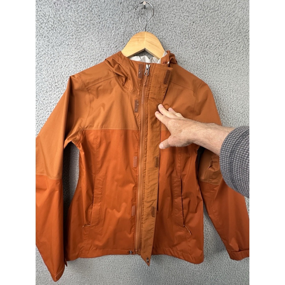 REI Co-op Rainier Rain Jacket Womens Small Orange Hydrowall 2.5 Layer Hooded - Picture 4 of 14